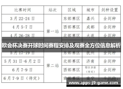 欧会杯决赛开球时间赛程安排及观赛全方位信息解析 欧会杯决赛开球时间赛程安排及观赛全方位信息解析